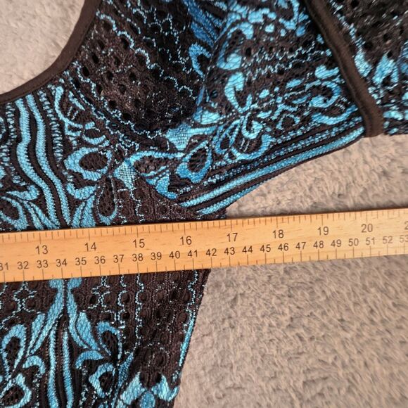 Venus Lace Off Shoulder Top‎ Women S Blue Black Y2K Witchy Whimsygoth Peasant - Picture 12 of 12